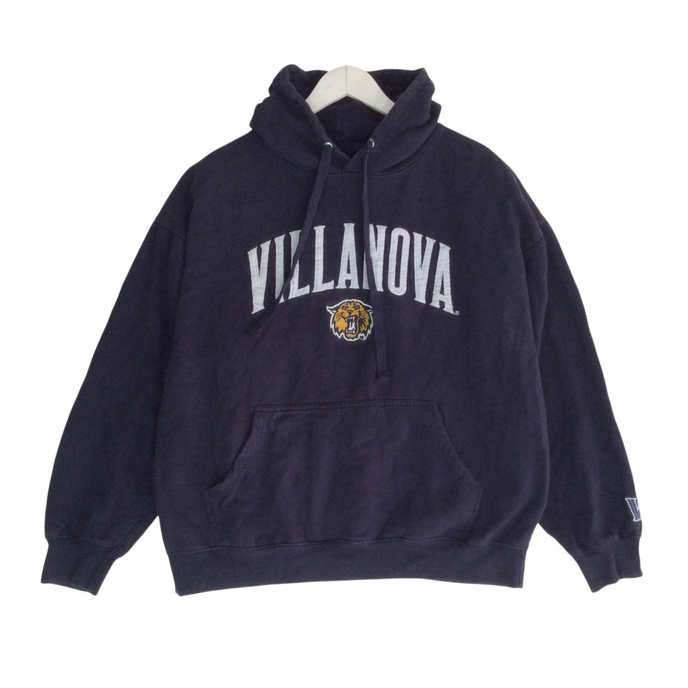 Old Varsity Brand Villanova Wildcats Hoodie Navy Blue Embroidered Sweatshirt XL